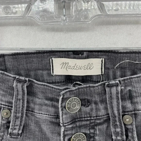 Madewell Jeans Womens 26 Black Wash High Rise Slim Skinny Raw Hem Button Denim - Picture 8 of 11